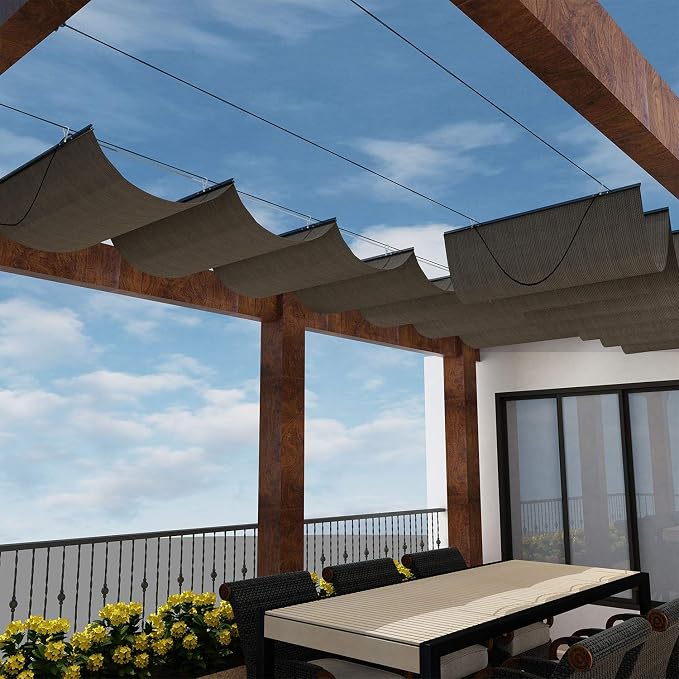 Windscreen4less 3' x 16' Retractable Sun Shade Canopy Cover Sliding Wave Shade by Windscreen4less