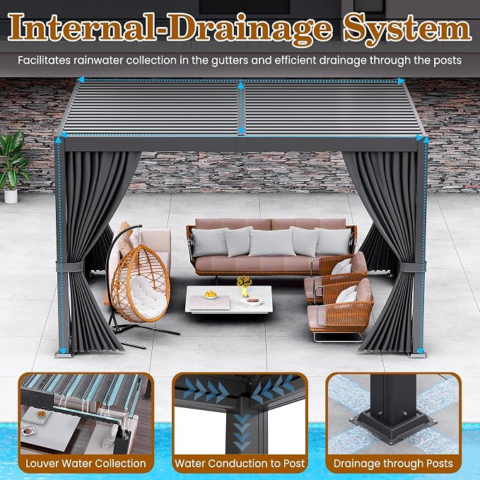 10' x 12' Louvered Pergola - Image 7