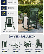 Oversized Outdoor Rocking Chairs Set of 6, HDPE Porch Rocker - Image 7