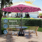 9FT Patio Umbrella with Solar Lights, Outdoor Market Umbrella with Tilt and - Image 5