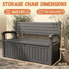 100 Gallon Outdoor Storage Bench, Lockable Patio Storage Bench, - Image 3