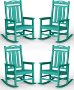 Oversized Outdoor Rocking Chairs Set of 4, 380lbs Heavy-Duty Large Patio Rocker by CIOKEA