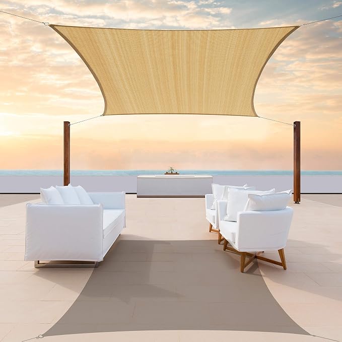 Colourtree TAPR0810 Custom Size 9' x 19' Sand Beige Sun Shade Sail UPF50 Canopy by ColourTree
