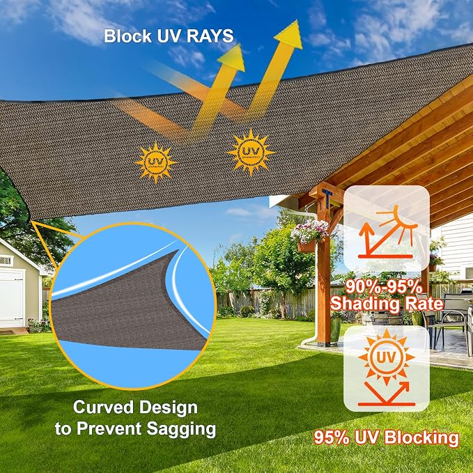 Sun Shade Sail 11'x12' Brown Rectangle Shade Cover Custom Size | 95% UV Block - Image 4