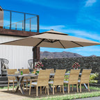 10x13FT Beige Brown Cantilever Outdoor Patio Umbrella - Image 3