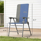 Outsunny Folding Patio Chairs Set of 2 Padded High Back Armrests Dark Blue | - Image 3