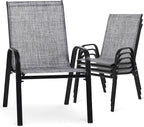 Outdoor Stackable Chairs Set of 4, Textilene Fabric, by Villeston