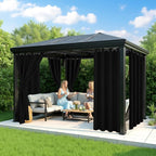 Black Outdoor Curtains for Patio Waterproof, 8 Drape Panels | Privacy & - Image 4