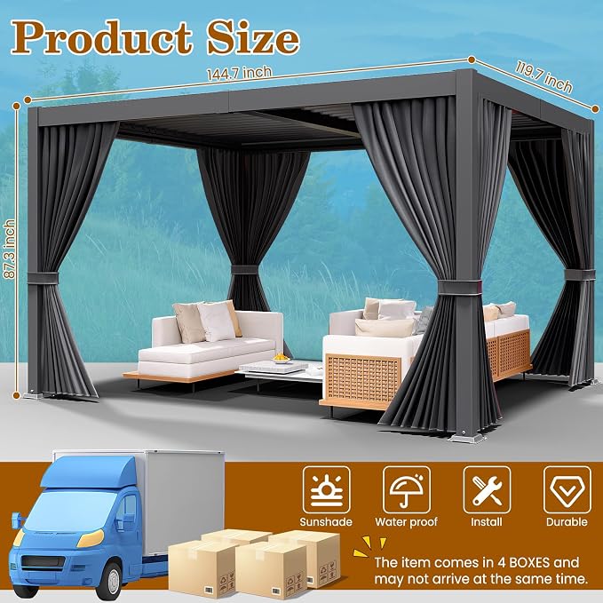 10 x 12 FT Louvered Pergola - Image 2