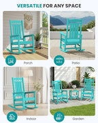 SERWALL Outdoor Rocking Chair Set of 4, Patio Rocking Chair, Aruba | HDPE - Image 9
