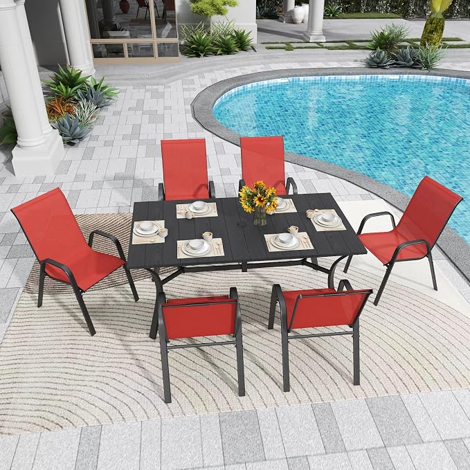 Stackable Patio Chairs Set of 8, Outdoor Chairs Set - Image 4