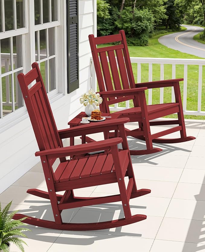 Oversized Outdoor Rocking Chair Set of 2, HDPE Patio Rockers - Image 2