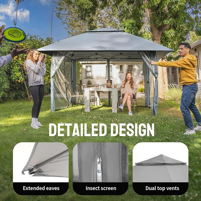 CROWN SHADES 13x13 Pop Up Gazebo, Outdoor Canopy Tent, Outdoor Gazebo - Image 3