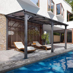 10x14FT Lean to Gazebo Pergola Patio Pergolas withSloped Roof | Large Wall - Image 3