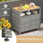 Tangkula Rattan Outdoor Storage Cabinet, Patiojoy Outdoor Cabinet - Image 5