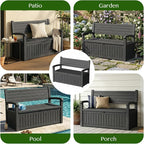 120 Gallon Outdoor Storage Bench, Lockable Patio Storage Bench, - Image 6