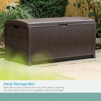 Suncast 99 Gal Wicker Resin Deck Box, Storage Chest Bin - Image 4