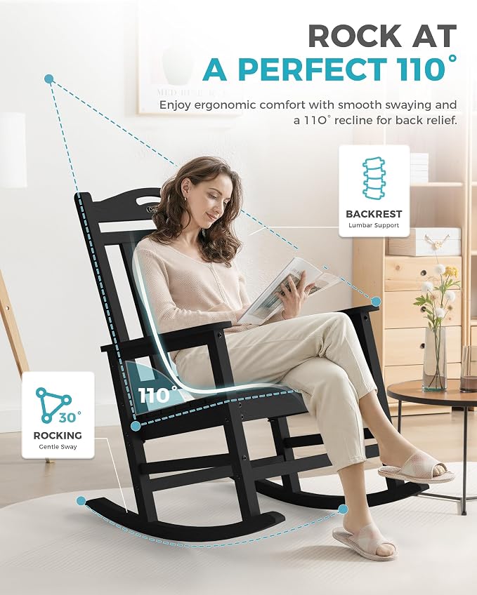 Oversized Outdoor Rocking Chairs Set of 8, 380lbs Heavy-Duty Large Patio Rocker - Image 4