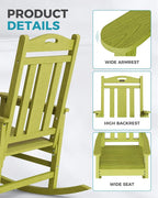 Oversized Outdoor Rocking Chairs Set of 2, 380lbs Heavy-Duty Large Patio Rocker - Image 4