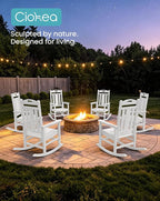 Oversized Outdoor Rocking Chairs Set of 6, 380lbs Heavy-Duty Large Patio Rocker - Image 6