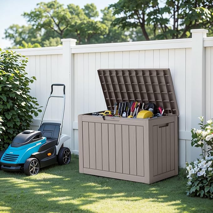 45 Gallon Waterproof Outdoor Storage Box UV Resistant Deck Box | Resin storage - Image 7