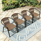 8 Stackable Wicker Patio Chairs, Weather-Resistant Outdoor Seating - Image 2