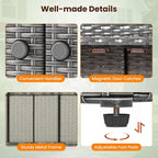 Tangkula Rattan Outdoor Storage Cabinet, Patiojoy Outdoor Cabinet - Image 7