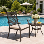 Patio Stackable Dining Chairs Set of 2, Outdoor Metal High Back Chairs Set - Image 4
