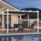 PURPLE LEAF Outdoor White Pergola 10' x 13' w/Double Canopy, aluminum frame by Unknown