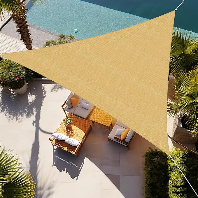 Shade&Beyond Triangle Sun Shade Sail 15'X15'X21' Permeable Canopy Sand by ShadeBeyond