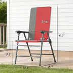 Outsunny Folding Patio Chairs Set of 2 Padded High Back Armrests Red | Folding - Image 3