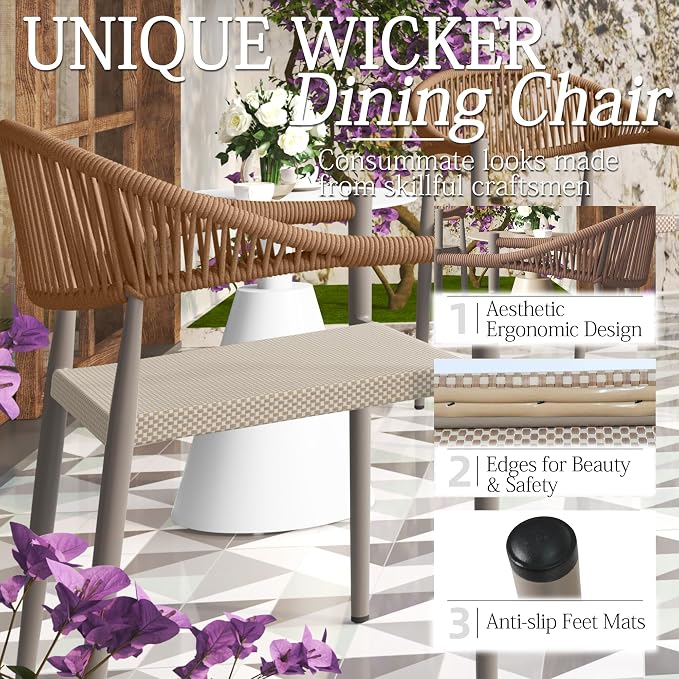 TWT Patio Dining Chairs Outdoor Stackable - Image 5