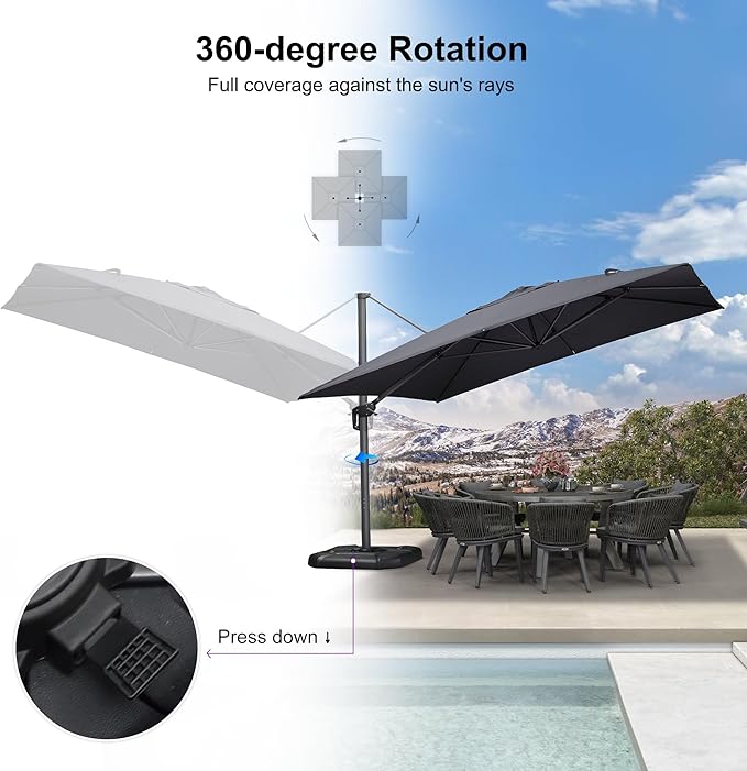 PURPLE LEAF Patio 11.5' x 11.5' Telescopic Umbrella - Image 6
