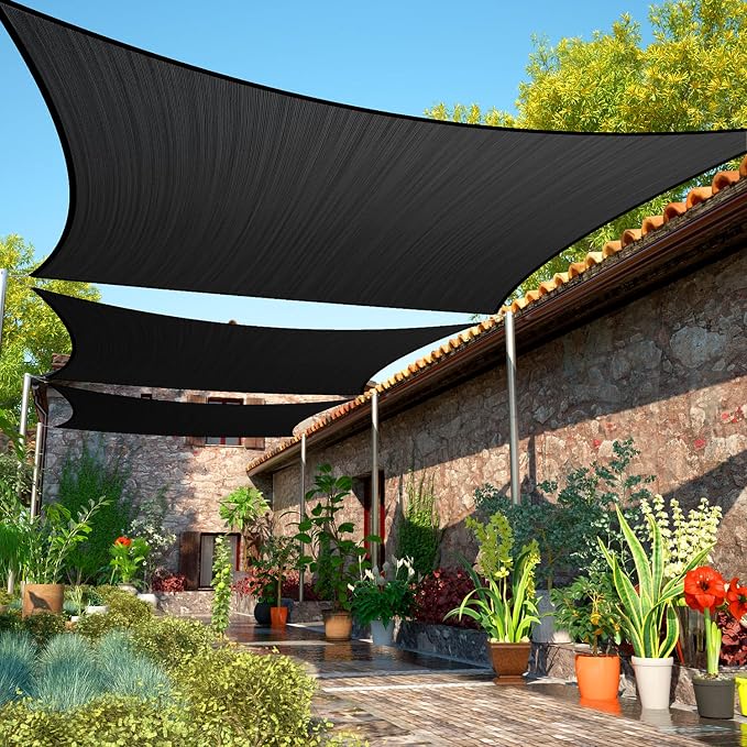 6' x 23' Black Sun Shade Sail Rectangle SMSLR Canopy Fabric Cloth Screen by ShadeMart