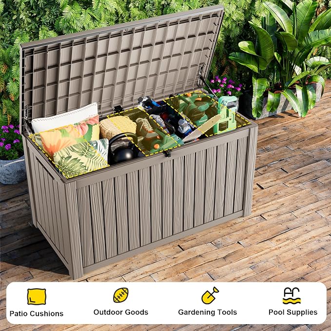 230 Gallon Outdoor Deck Box, Resin Waterproof Storage Box - Image 5