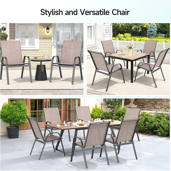 Patio Chairs Set of 2, All Weather Outdoor Dining Chairs | Stackable Dining - Image 7