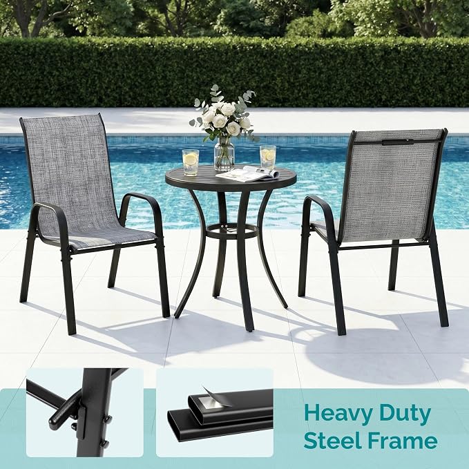 MAMIZO Patio Dining Chairs, Stackable Textilene Chair Set of 8, - Image 4