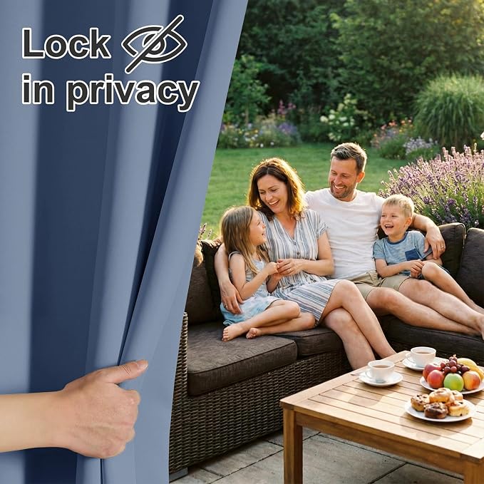 RYB HOME Outdoor Curtains for Patio Waterproof Privacy Thermal Insulated | - Image 3