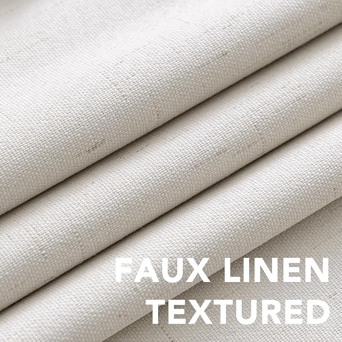 H.VERSAILTEX Ivory Curtains Blackout, 100% Blackout Linen Curtains - Image 4