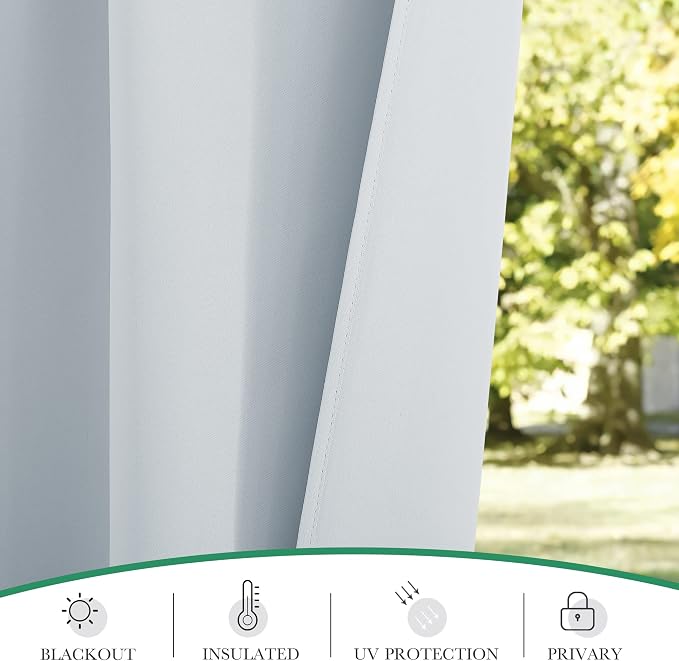 2 Panels Windproof Detachable Top Blackout Outdoor Curtains - Image 5