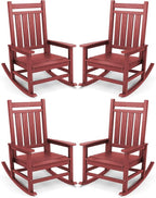 SERWALL Rocking Chair Set of 4, HDPE Rocker, Crimson Red | 21.1" Widened Seat by SERWALL