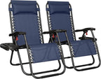 Yaheetech 26" Zero Gravity Recliners Adjustable Set of 2, Cup Holder Trays and by Unknown