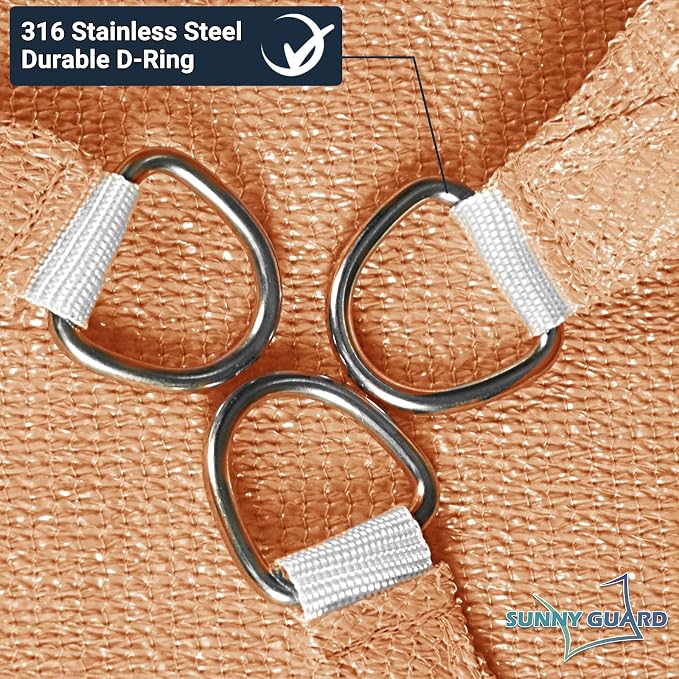 SUNNY GUARD Custom Size 6'x8' Peach Fuzz Sun Shade Sail Rectangle UV Block Shade - Image 6