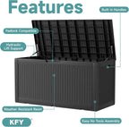 100 Gallon Waterproof Outdoor Storage Box, UV Resistant Resin Deck Box Perfect - Image 3