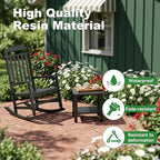 3 Piece Outdoor Rocking Bistro Set, Resin Rocking Chairs Outdoor Indoor - Image 5