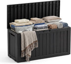 PatioZen 75 Gallon Resin Deck Box, Space-Saving Weatherproof Outdoor Storage Box by OutdoorLivingPerfected