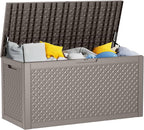 PatioZen 110 Gallon Deck Box Outdoor, Weatherproof Resin Patio Storage Box by OutdoorLivingPerfected