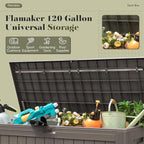 Flamaker Resin Deck Box 120 Gallon Waterproof Large Outdoor Storage Box | - Image 5