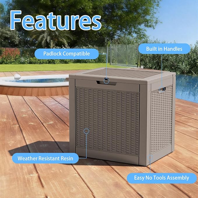 31 Gallon Deck Box, Lockable Waterproof Outdoor Storage Boxes - Image 2