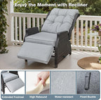 2 Pieces Outdoor Recliner with Adjustable Backrest and Footrest, Light Grey | - Image 4
